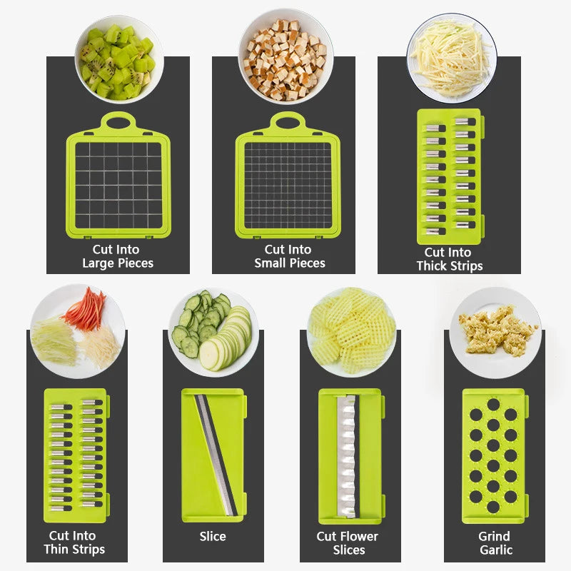 14/16 in 1 Multifunctional Vegetable Chopper Onion Chopper Handle Food Grate Food Chopper Kitchen Vegetable Slicer Dicer Cut